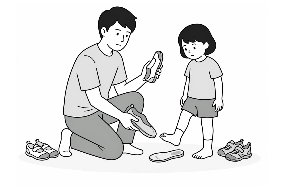 小学生の靴の買い替え頻度を親子で確認するイメージ