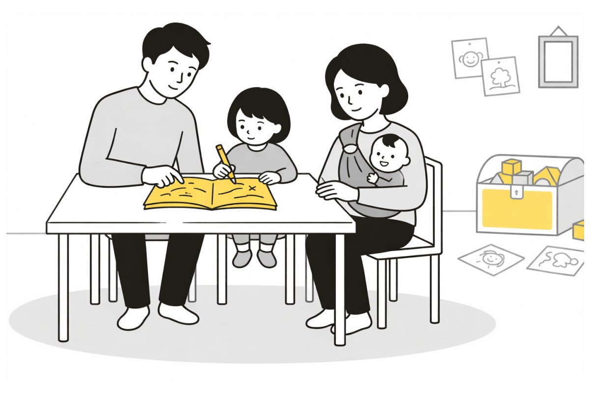 子育ての悩みを抱える家族が一緒に学ぶ様子